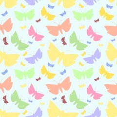 Vector seamless pattern of butterflies. Background.