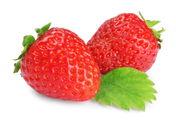 Fresh ripe red strawberries isolated on white