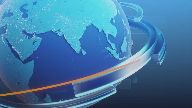 3D Planet Earth Revolving with Conceptual Lines Spinning Around it. 