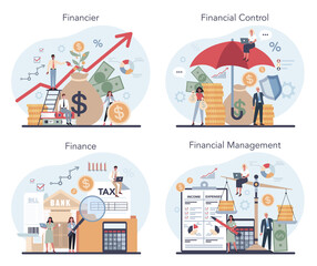 Financial advisor or financier concept set. Business character