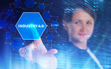 Business, Technology, Internet and network concept. Young businessman working on a virtual screen...