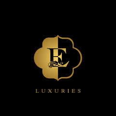 Golden Luxury Initial Letter E Logo vector design for luxuries business identity.