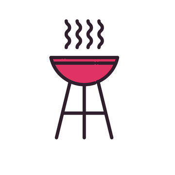 bbq grill line and fill style icon vector design