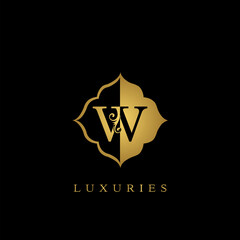 Golden Initial Letter W Luxury Logo vector design ornate badge luxury business