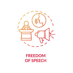 Freedom of speech concept icon. Fundamental human right idea thin line illustration. Freedom of expression. Civil liberties. Amendment. Vector isolated outline RGB color drawing