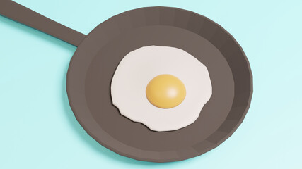 3dcg 　フライパンと目玉焼き