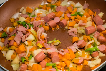 Vegetables cooking in the pan