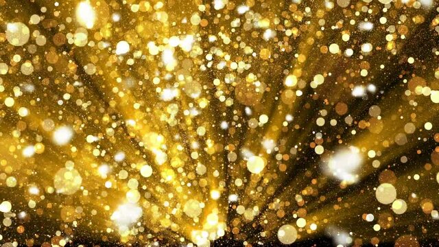 Abstract gold particle dust flying