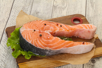 Raw salmon steak - ready for grill