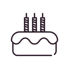 Happy birthday cake with candles line style icon design
