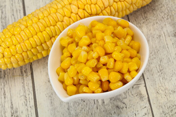 Young corn seeds in the bowl