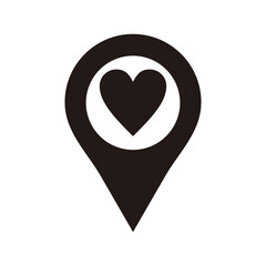 map pin icon, location pin vector icon, map pointer with heart icon