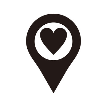 map pin icon, location pin vector icon, map pointer with heart icon
