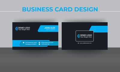 Blue and black vector business card template design, black name card design