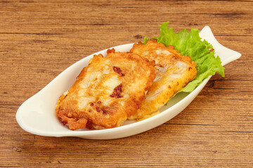 Roasted cod fish in bread