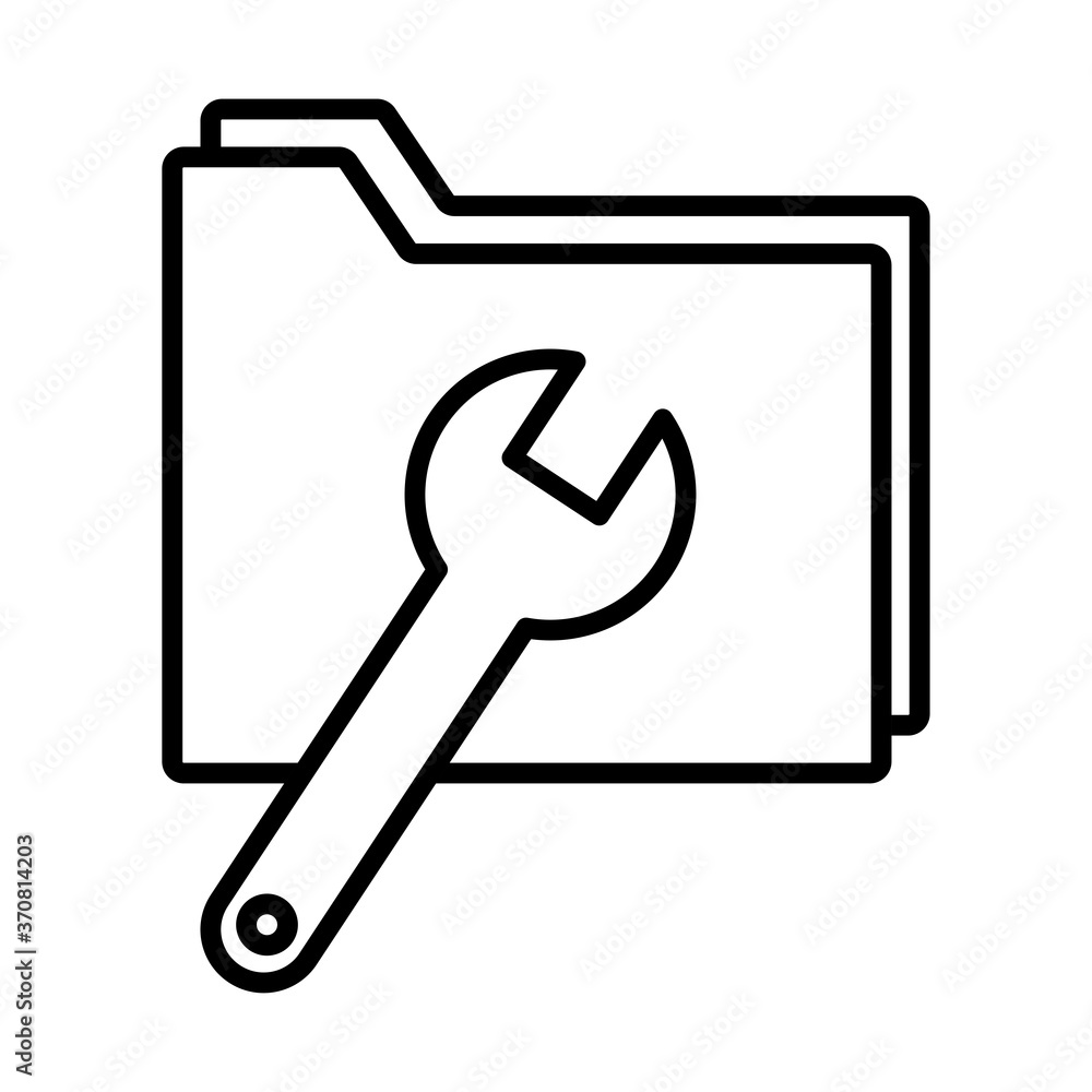Poster folder with wrench key tool line style icon