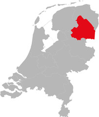 Drenthe province highlighted on netherlands political map. Backgrounds, charts, business concepts.