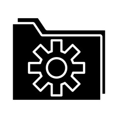 folder with gear settings machine silhouette style icon