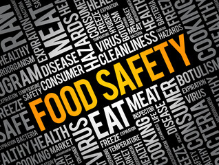 Food Safety word cloud collage, concept background