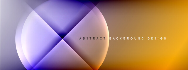 Vector abstract background - circle and cross on fluid gradient with shadows and light effects. Techno or business shiny design templates for text
