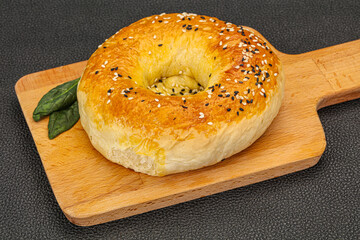 Hot tasty Uzbek flatbread for snack