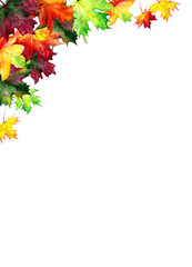 Backgrounds, posters with watercolor maple leaves. Autumn design templates. Hand drawn style. Illustration.