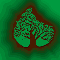 Drawing of a dark spreading tree. Vector ecology