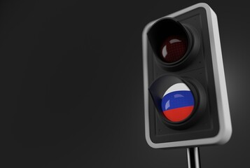 Russia flag inside traffic light