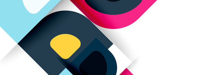 Set of vector modern geometric abstract backgrounds with repeating abstract round shapes patterns and shadow effects