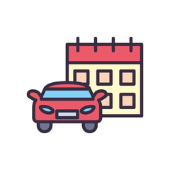 Fototapeta premium car with calendar line and fill style icon vector design