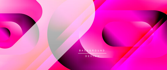 Vector geometric abstract background with lines and modern forms. Fluid gradient with abstract round shapes and shadow and light effects