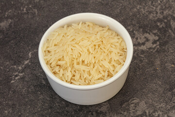 Raw basmati rice in the bowl