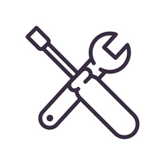 wrench and screwdriver line style icon vector design
