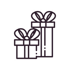 Gifts with bowties line style icon vector design