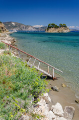 ZAKYNTHOS, GREECE – JULY 19, 2020: Picturesque Cameo island in Agios Sostis, situated on Laganas...