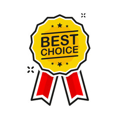 Flat gold icon. Best choice. 3d vector. Achievement badge. Premium quality. Flat design. Golden metal number. Vector illustration.