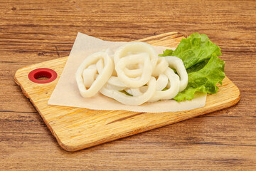 Raw squid rings for cooking