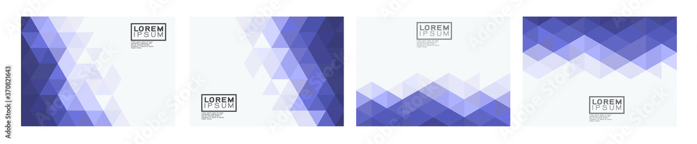 Poster set of colorful gradient triangle on white background with space. modern background for business or 