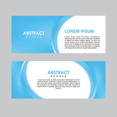 Set of Abstract Fresh Stylish Banner Design Template Vector, Professional Modern Graphic Banner Element with Smooth Blue Curvy Background