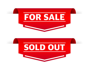 Sale sold out label on white background. Discount web banner. Sale website banner. Grunge background. Business icon. Sale tag. Vector illustration.