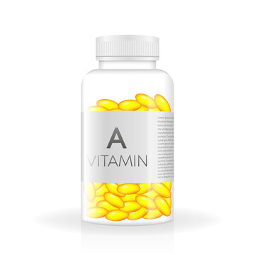 Vitamin realistic bottle in 3d style. Spray bottle icon. White background, isolated. 3d vector. Mock up, template. White box mockup. Product template. Vector illustration.