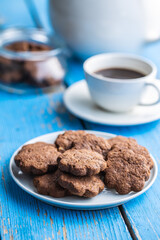 Sweet cookies. Crunchy chocolate biscuits shape flower.