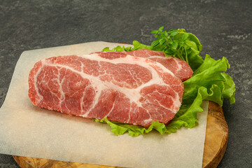 Raw pork meat neck steack