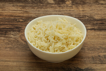 Steamed basmati rice in the bowl