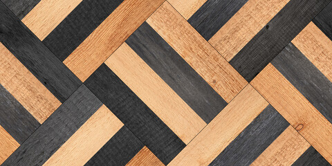 Wood texture background. Rough seamless parquet floor with square pattern. Oak wood planks.