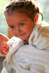 little girl after swimming