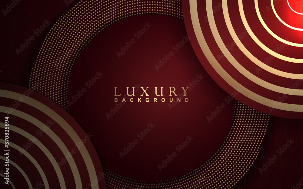 Poster luxury background design with red and rose golden element decoration. elegant shape vector layout te