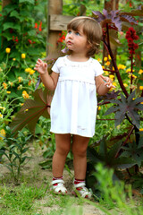 baby on a walk in the garden