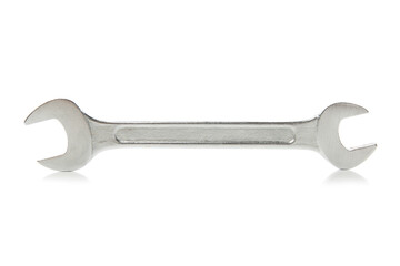 One steel wrench isolated on white background