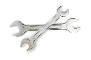Two steel wrenches isolated on white background